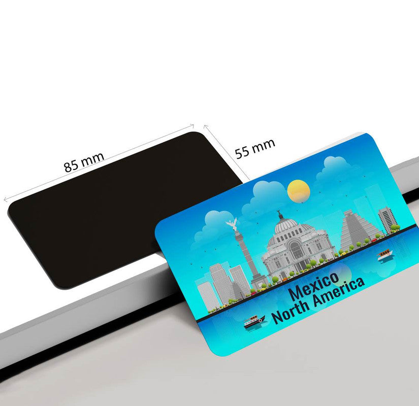 dhcrafts Rectangular Rubber Fridge Magnet / Magnetic Card Blue North America Mexico Design Pack of 1 (8.6cm x 5.4cm)